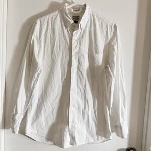 J. Crew Button Down Shirt Mens Large Slim Fit Polka Dot Stretch White Black Sz M